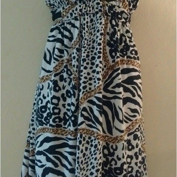 Sensual Animal and Gold Chain Print Dress Size Large - Picture 2 of 8